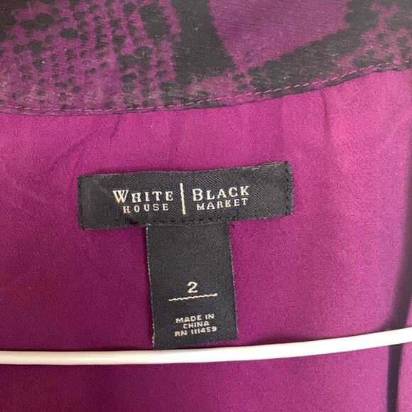 WHBM women's size 2 dress purple black snakeskin high neck bow white house XS - Picture 3 of 11